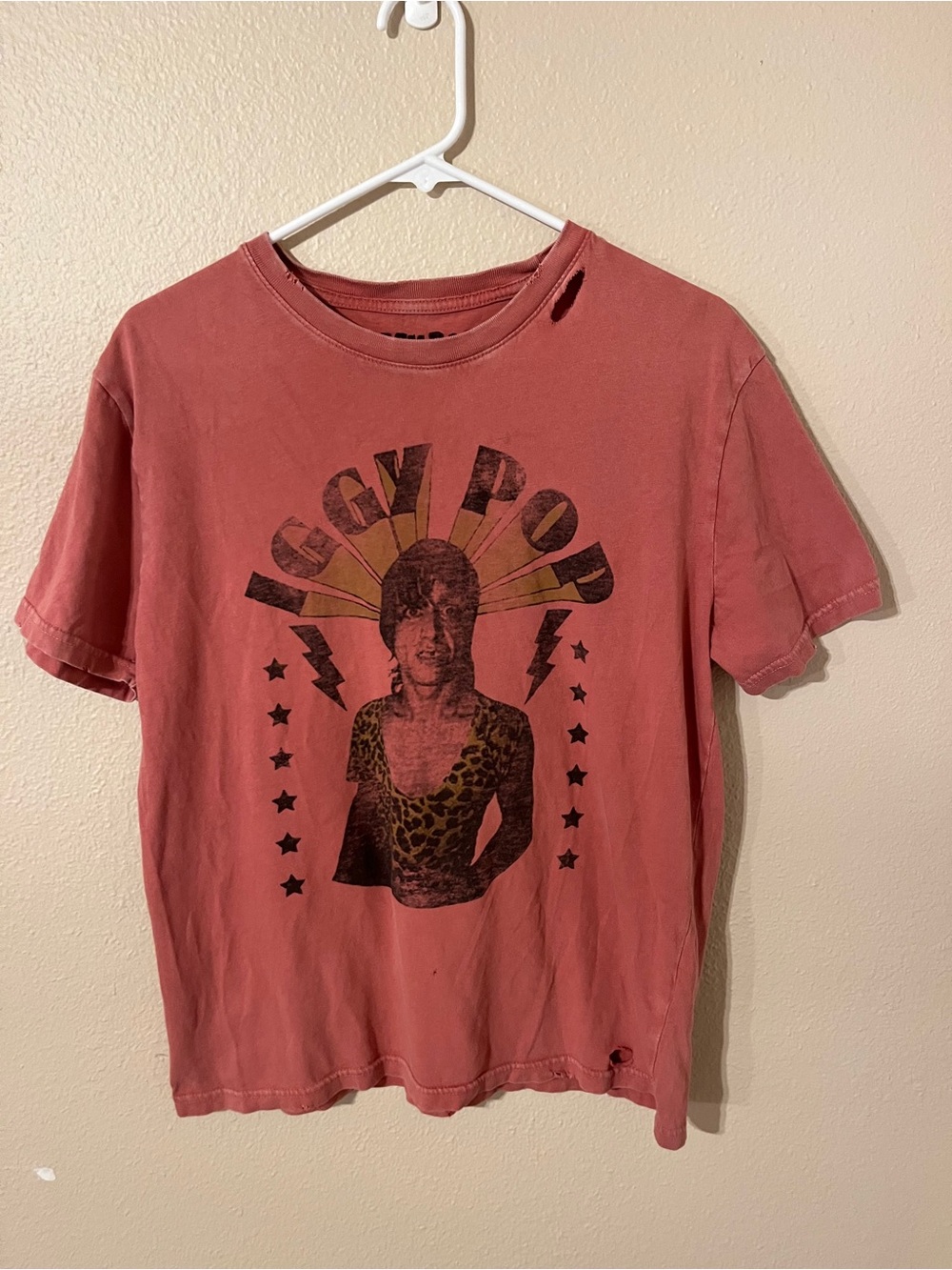 Lucky Brand "Lucky Pop" Distressed Men's Baroque Rose Graphic Short Sleeve Tee